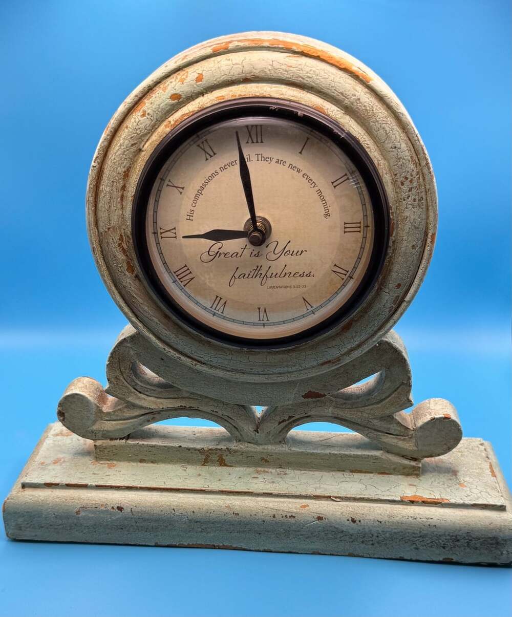 Blessings Unlimited Mantle Clock Item 84630 Distressed
